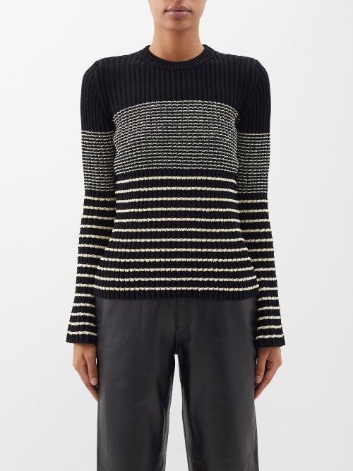 Proenza Schouler - Striped Ribbed-boucl Sweater - Womens - Black White