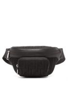 Matchesfashion.com Fendi - Logo-jacquard Leather-trimmed Mesh Belt Bag - Mens - Black