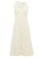 Matchesfashion.com Marina Moscone - Scoop Neck Wool Blend Cloqu Midi Dress - Womens - Ivory