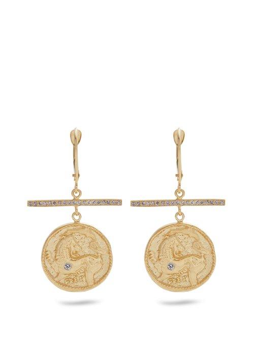 Matchesfashion.com Azlee - Animal Kingdom Diamond & Yellow Gold Earrings - Womens - Gold