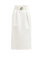 Matchesfashion.com Gabriela Hearst - Jordan Paperbag Waist Cotton Pencil Skirt - Womens - White