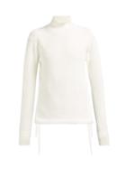 Matchesfashion.com Helmut Lang - Tie Up Mock Neck Cotton Sweater - Womens - Ivory