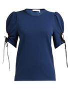 Matchesfashion.com See By Chlo - Cut Out Sleeve Crepe Blouse - Womens - Navy