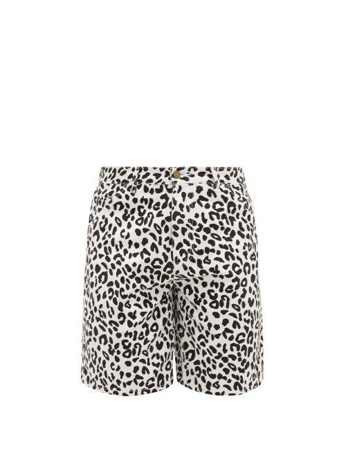 Matchesfashion.com Noon Goons - Leopard-print Denim Shorts - Mens - Black White