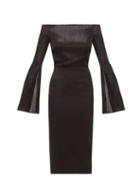 Matchesfashion.com Roland Mouret - Anina Off The Shoulder Lam And Cady Dress - Womens - Black