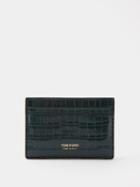 Tom Ford - T-line Crocodile-effect Leather Cardholder - Mens - Dark Green