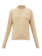Matchesfashion.com Jw Anderson - Roll-neck Striped Cotton-blend Top - Womens - Beige White