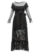 Matchesfashion.com Preen By Thornton Bregazzi - Eliane Lace & Devor Floral Chiffon Dress - Womens - Black