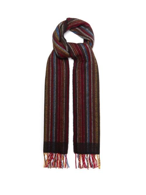 Paul Smith - Artist-stripe Wool-blend Herringbone Scarf - Mens - Multi