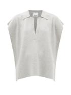 Allude - Open-collar Cotton-blend Top - Womens - Grey