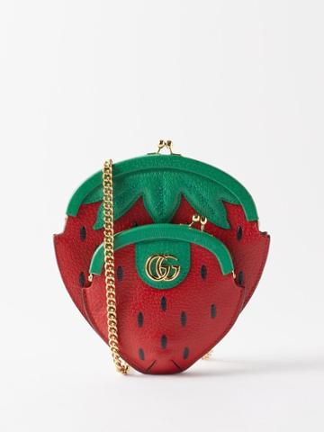 Gucci - Fruittini Leather Strawberry Cross-body Bag - Womens - Red Multi