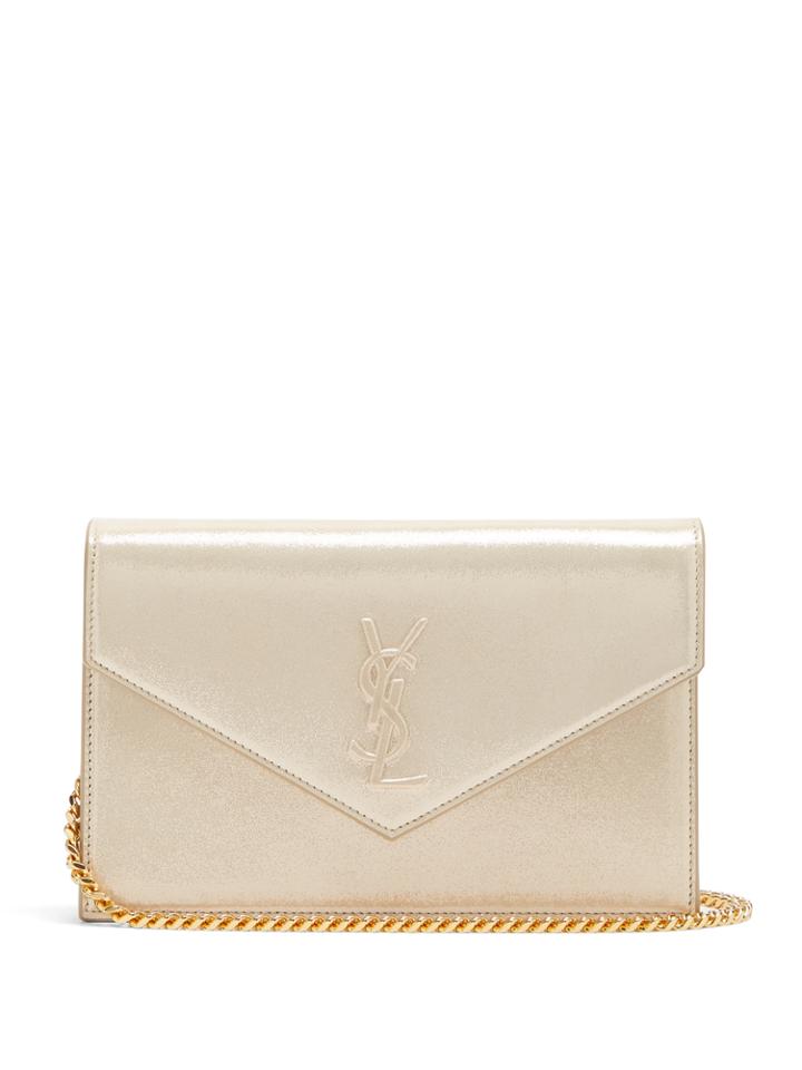 Saint Laurent Envelope Monogram-embossed Suede Cross-body Bag