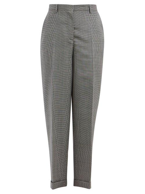 Matchesfashion.com Rochas - Tapered Houndstooth Mohair Blend Trousers - Womens - Grey Multi