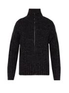Matchesfashion.com Burberry - Zip Through Cable Knit Sweater - Mens - Black