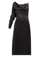 Matchesfashion.com Versace - One Shoulder Side Slit Silk Slip Dress - Womens - Black