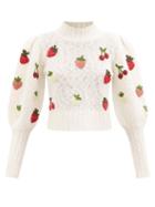 Sea - Reese Fruit-appliqu Wool-blend Sweater - Womens - Cream Multi