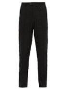 Matchesfashion.com Oliver Spencer - Fishtail Linen Blend Seersucker Trousers - Mens - Black