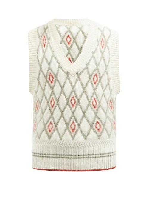 S.s. Daley - Jupp Argyle Knit Sweater Vest - Mens - White