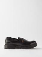 Versace - V-strap Leather Loafers - Mens - Black