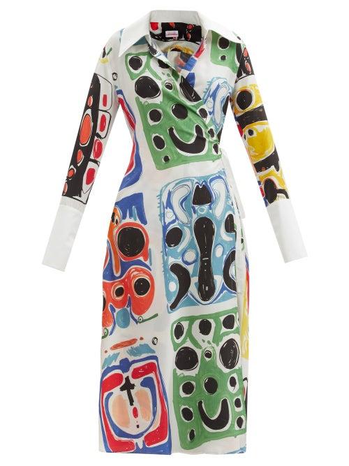 Matchesfashion.com Charles Jeffrey Loverboy - Abstract-print Silk-blend Wrap Dress - Womens - Multi