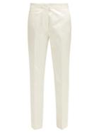 Matchesfashion.com Sies Marjan - Liv Cotton Blend Satin Trousers - Womens - White