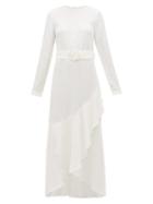 Matchesfashion.com Sir - Inez Belted Linen Blend Dress - Womens - Ivory