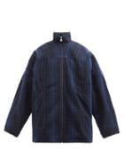 Balenciaga - Check Wool-fleece Jacket - Mens - Black Navy