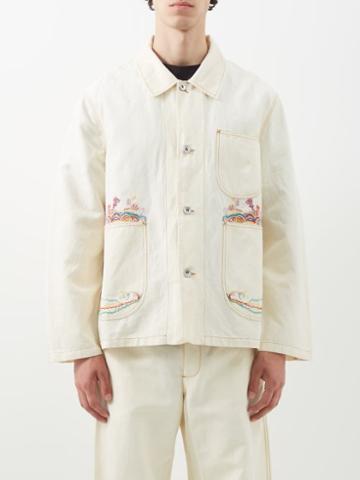 Ymc - Labour Embroidered Cotton-blend Jacket - Mens - Cream