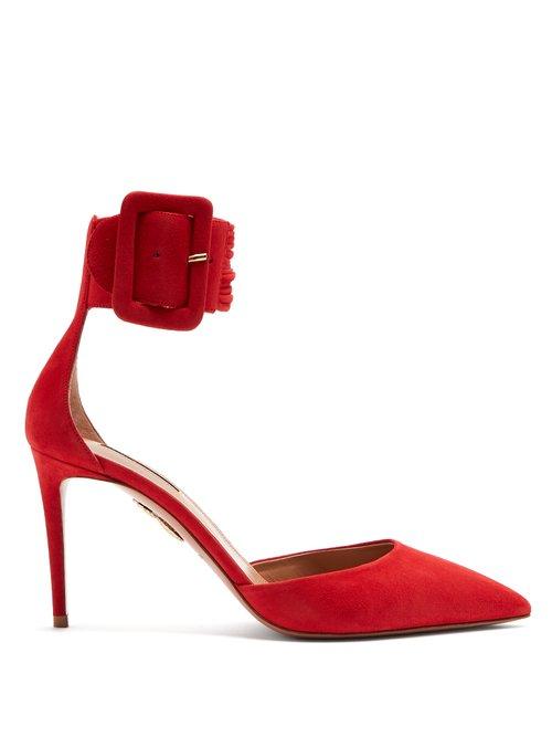 Matchesfashion.com Aquazzura - Casablanca 85 Suede Pumps - Womens - Red