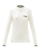 Matchesfashion.com Fendi - Logo-jacquard High-neck Silk Sweater - Womens - White