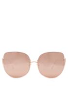 Matchesfashion.com Linda Farrow - Kennedy Oversized Sunglasses - Womens - Rose Gold