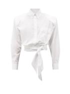 Alexandre Vauthier - Padded Shoulder Wrap Cotton-poplin Shirt - Womens - White