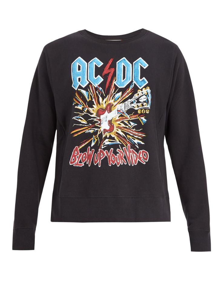 Gucci Ac/dc-print Crew-neck Cotton Sweatshirt