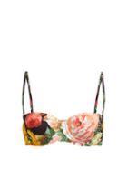 Matchesfashion.com Dolce & Gabbana - Floral Print Balconette Bikini Top - Womens - Black Multi