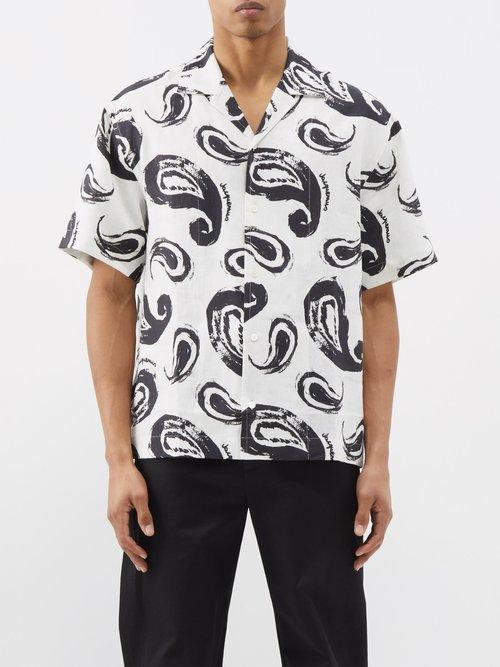 Jacquemus - Jean Paisley-print Linen Shirt - Mens - White Black