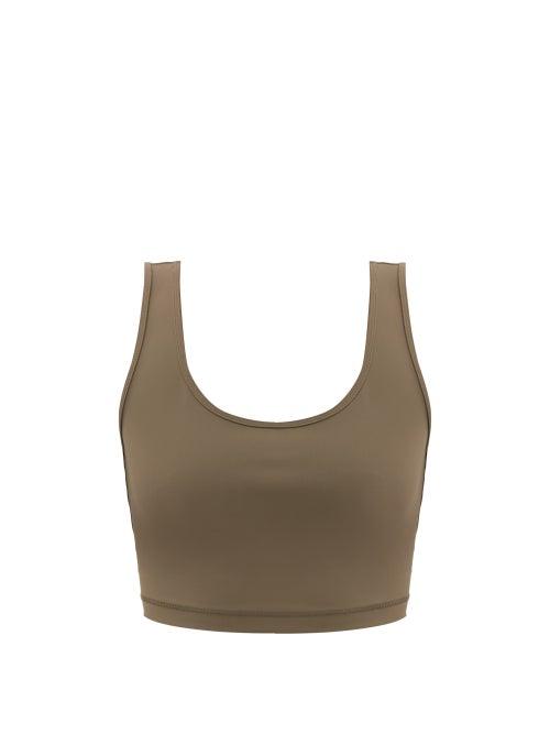 Ladies Activewear Wardrobe. Nyc - Scoop-neck Stretch-jersey Cropped Top - Womens - Dark Green