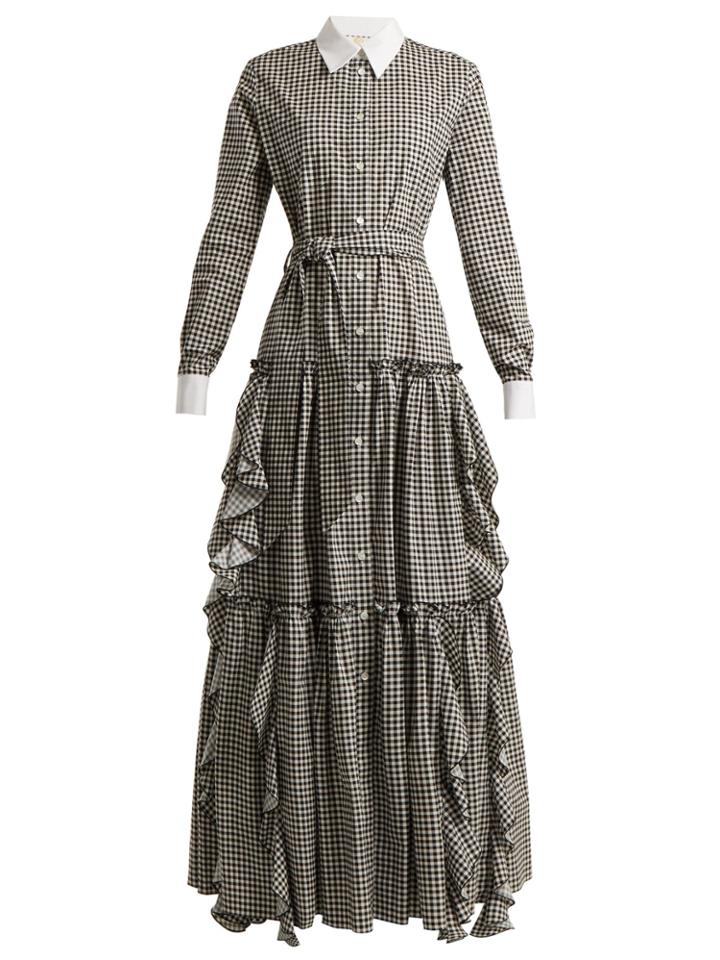 Sara Battaglia Gingham Cotton Dress