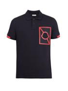 Matchesfashion.com Moncler - Logo Embroidered Cotton Piqu Polo Shirt - Mens - Navy Multi