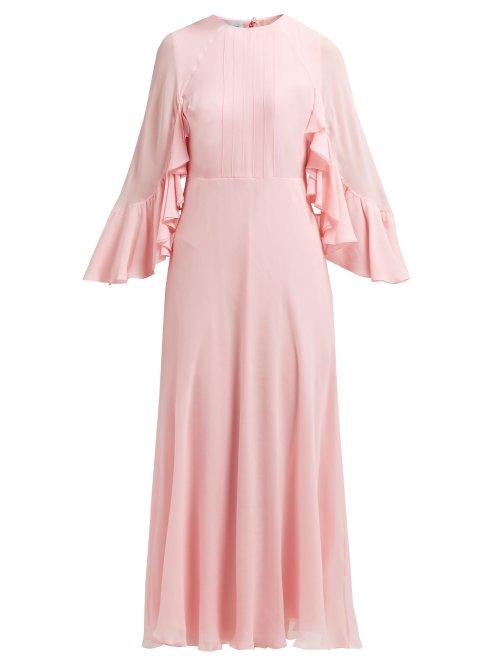 Matchesfashion.com Giambattista Valli - Cape Sleeve Silk Georgette Gown - Womens - Light Pink