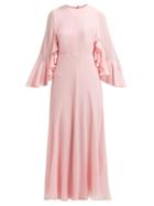 Matchesfashion.com Giambattista Valli - Cape Sleeve Silk Georgette Gown - Womens - Light Pink