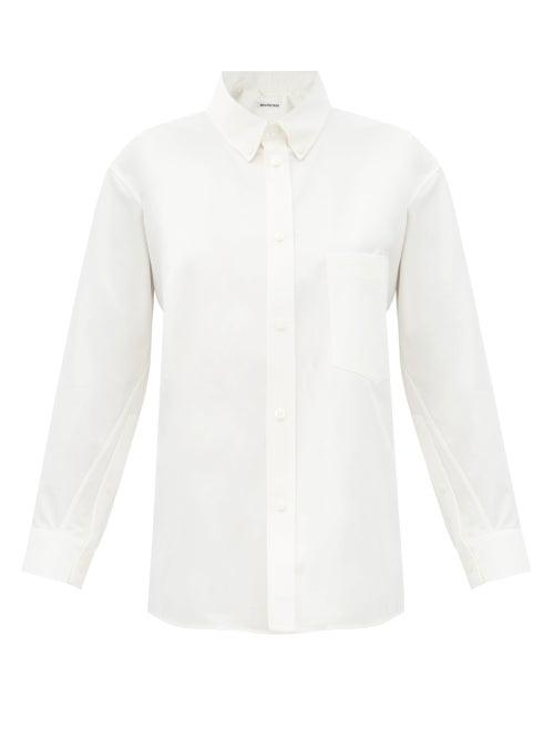 Matchesfashion.com Balenciaga - Asymmetric Cotton-poplin Shirt - Womens - White