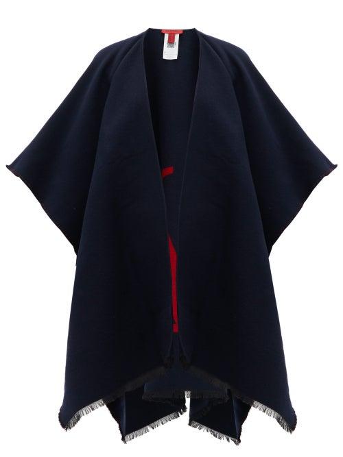 Matchesfashion.com Valentino - V Logo Wool Blend Poncho - Womens - Navy
