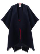 Matchesfashion.com Valentino - V Logo Wool Blend Poncho - Womens - Navy