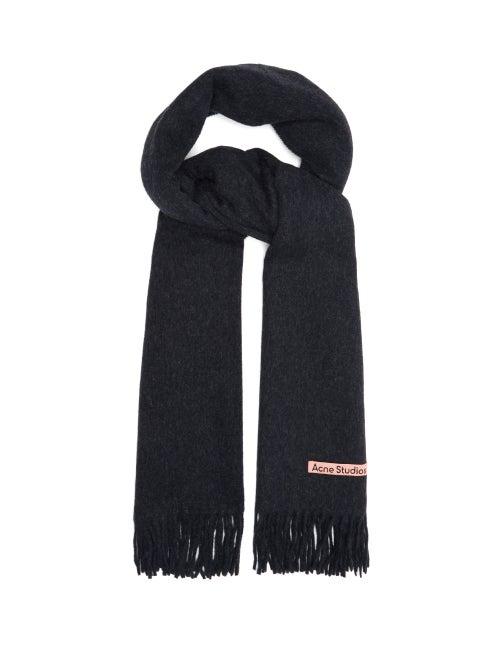Matchesfashion.com Acne Studios - Canada New Narrow Fringed Wool Scarf - Womens - Black