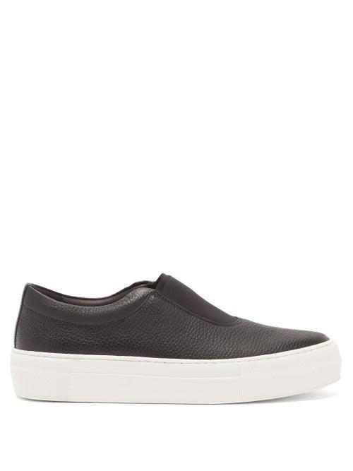 Primury - Basal Leather Slip-on Trainers - Womens - Black White