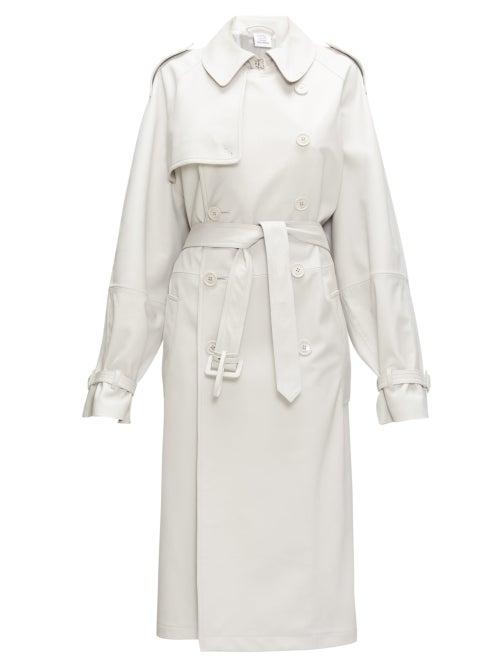 Matchesfashion.com Vetements - Double-breasted Leather Trench Coat - Womens - Light Grey