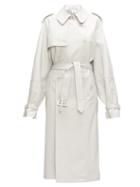 Matchesfashion.com Vetements - Double-breasted Leather Trench Coat - Womens - Light Grey