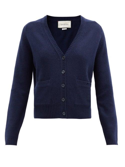 Matchesfashion.com Gucci - V-neck Cashmere Cardigan - Womens - Navy