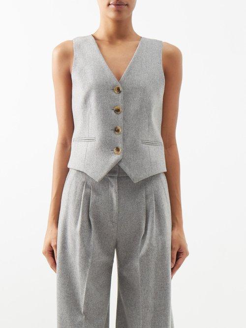 Bella Freud - Chrissie Wool Waistcoat - Womens - Grey