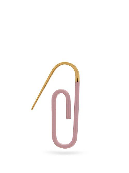 Matchesfashion.com Hillier Bartley - Enamelled Paperclip Single Earring - Womens - Pink